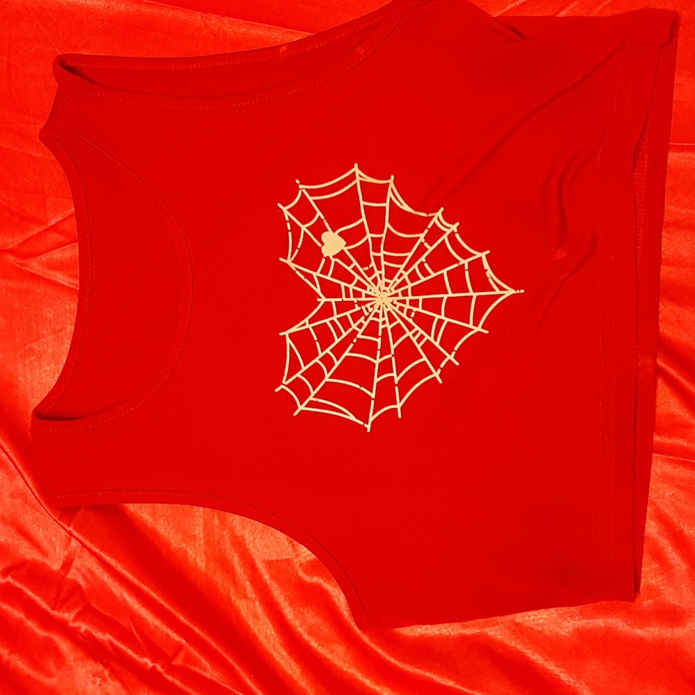 Red tank top heart spiderweb